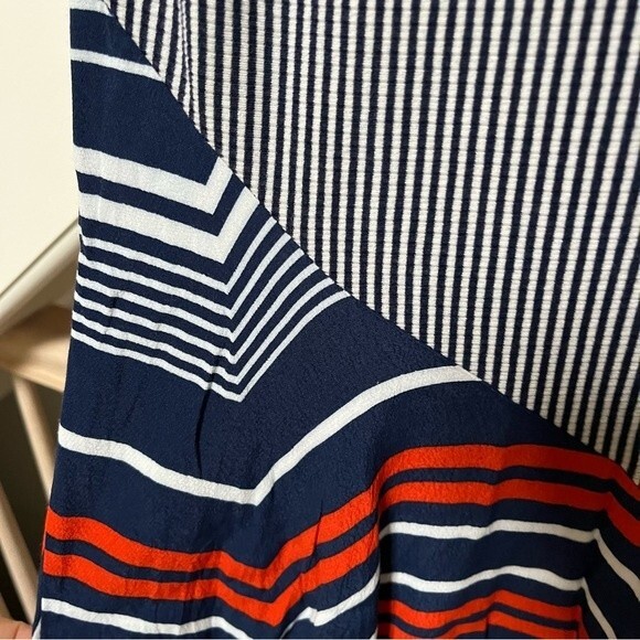 Anthropologie Maeve Cameron Striped Mixed Media Asymmetrical Dress in Black Moti - Picture 8 of 11